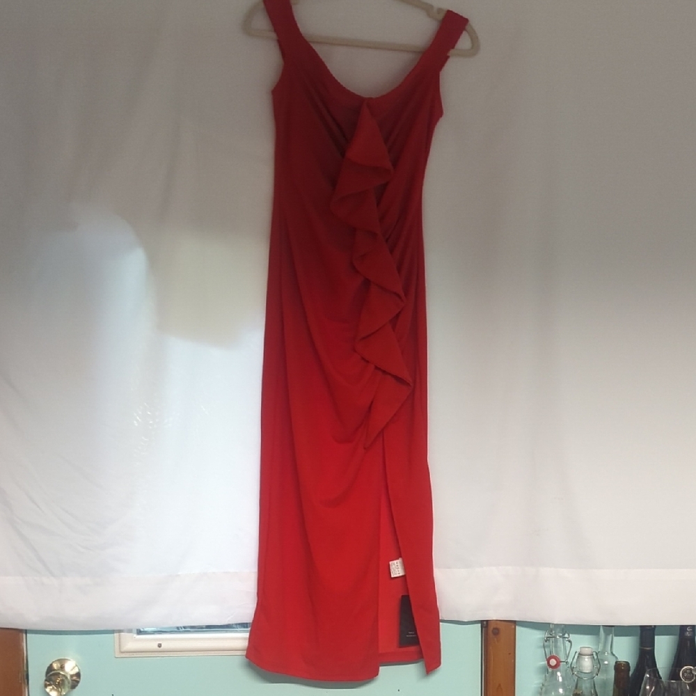SHEIN Red Asymmetrical Sleeveless Gown
